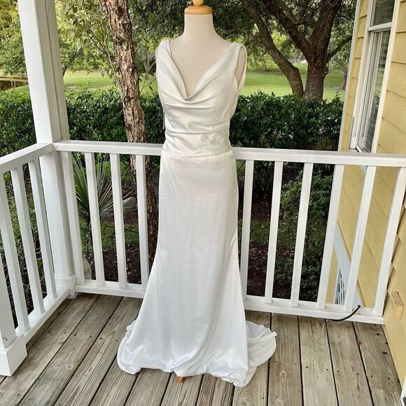 Celeb White Wedding Formal Dress with Drape Back | NWT - Picture 1 of 2